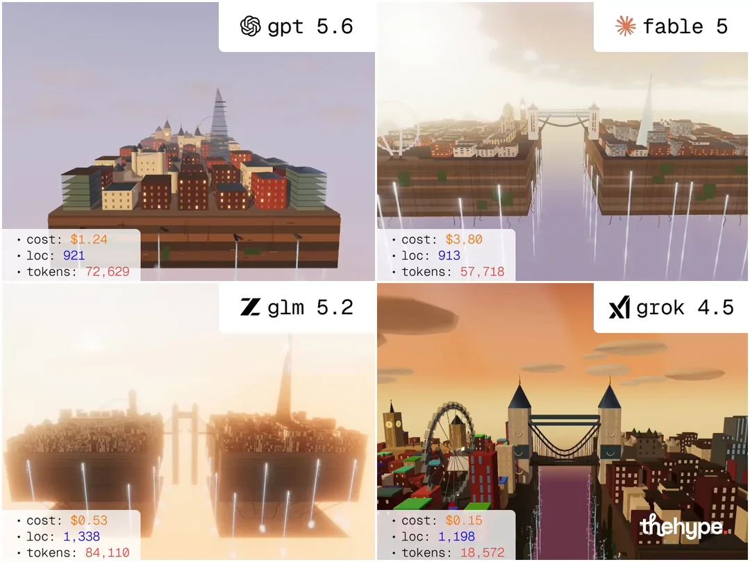 GLM 5.2 vs GPT 5.6 vs Fable 5 vs Grok 4.5 image:reddit r/vibecoding