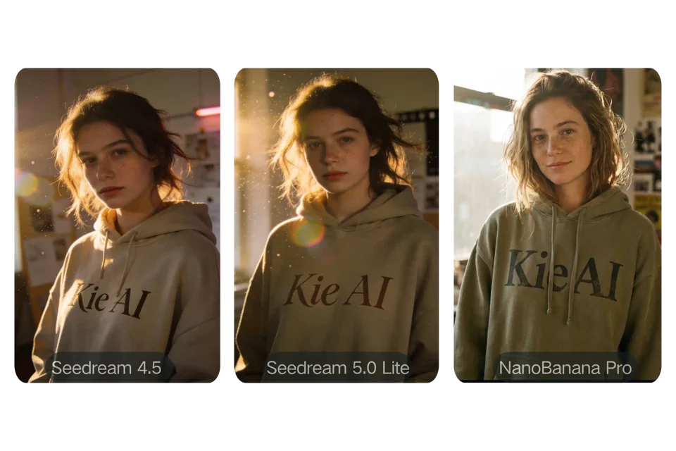Seedream 5.0 vs Seedream 4.5 vs NanoBanana Pro image:kie
