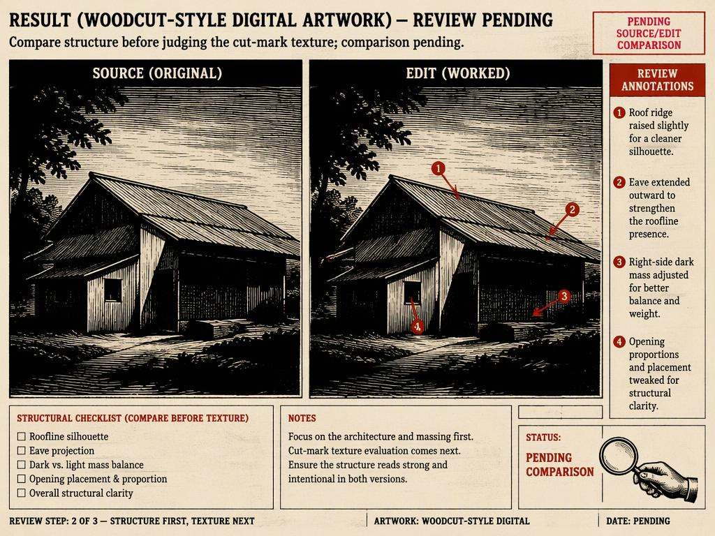 Compare structure before judging the cut-mark texture; comparison pending.