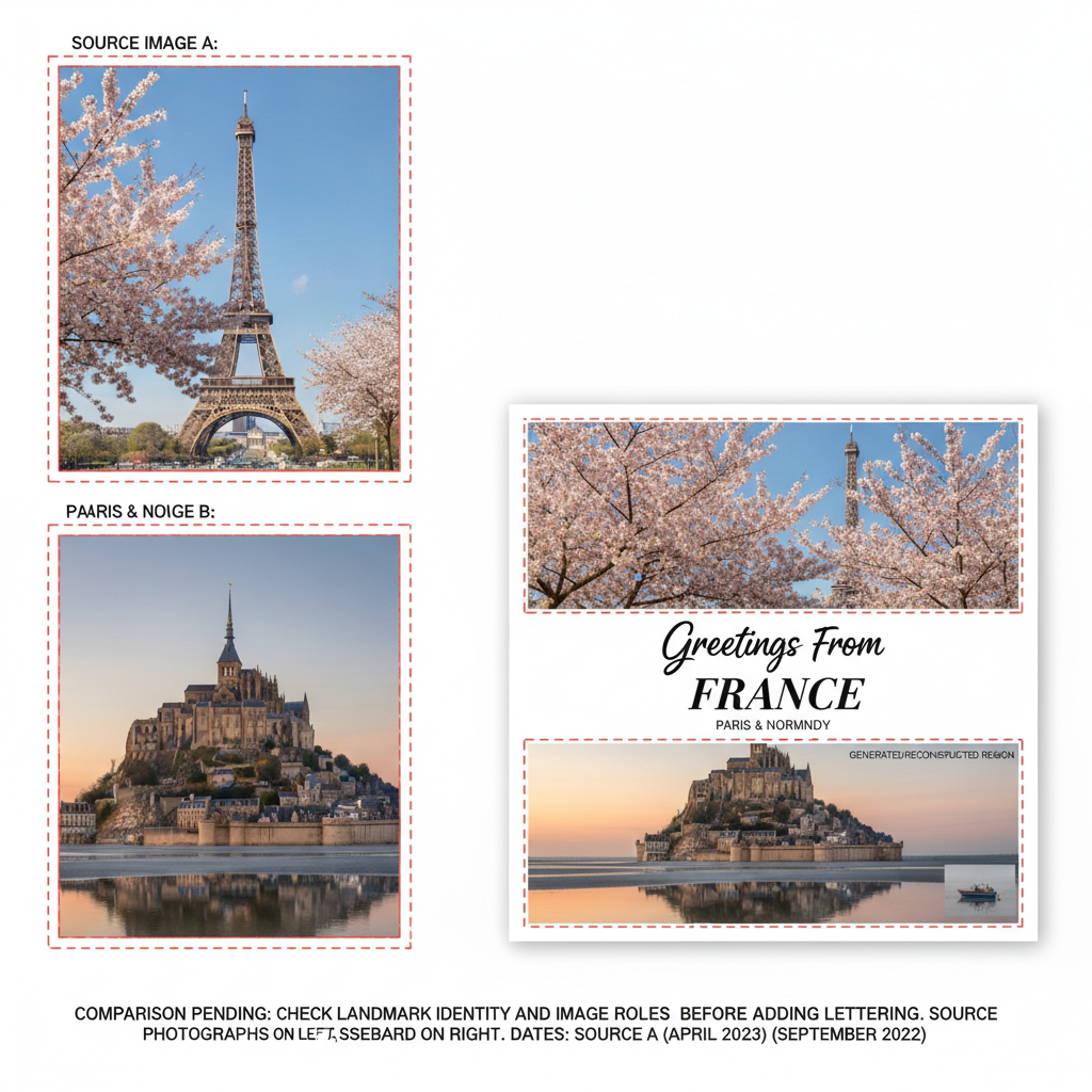 Check landmark identity and image roles before adding lettering