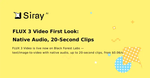 FLUX 3 Video First Look: Native Audio, 20-Second Clips