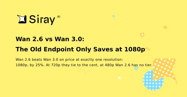 Wan 2.6 vs Wan 3.0: The Old Endpoint Only Saves at 1080p