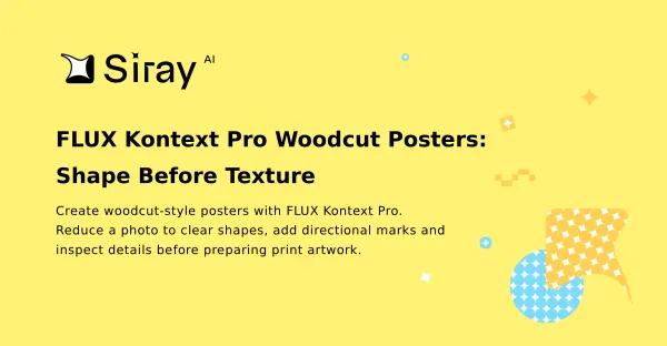 FLUX Kontext Pro Woodcut Posters: Shape Before Texture